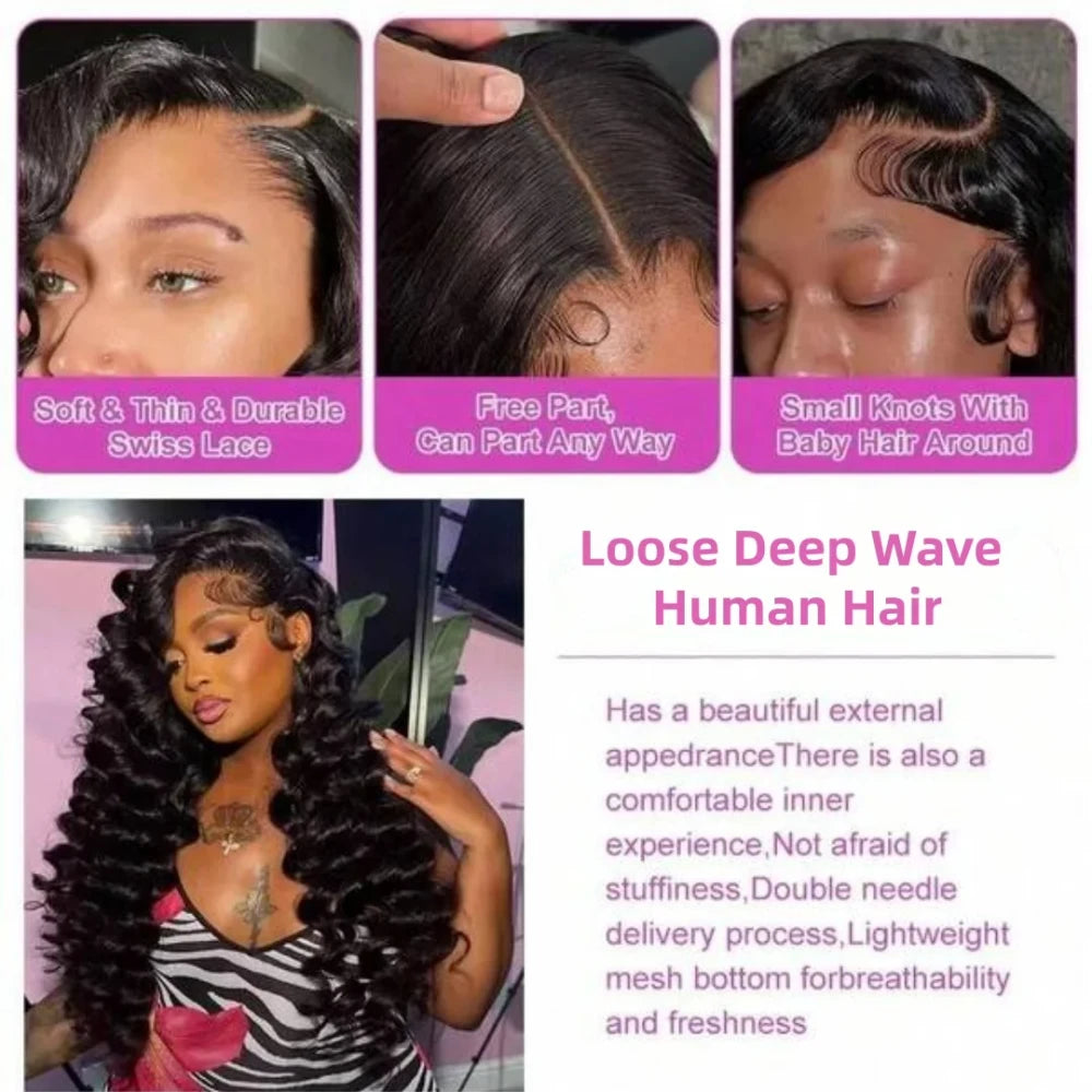 Loose Deep Glueless Lace Human Hair Wig